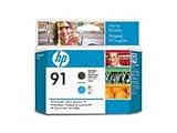 HP 91 Matte Black and Cyan Printhead