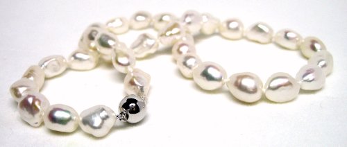 HinsonGayle Extreme Baroque Collection Handpicked Premium White Free-Form Baroque Cultured Pearl Necklace (Sterling Silver) (Free 2-Day S&H w/coupon)