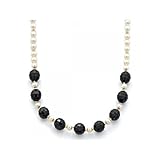 IMAGE OF Round Black & White Pearl Crystal Necklace