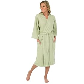 Canyon Rose Waffle Weave Unisex Spa Robe, Medium/Large, Sage