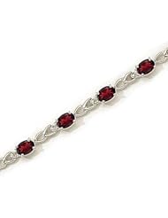 14kt Yellow Gold Oval Garnet and Diamond Bracelet