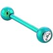 Grade 23 Titanium Green SINGLE GEM Tongue Ring