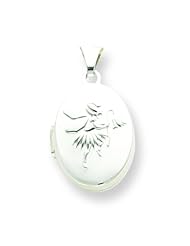 Sterling Silver Fairy Oval Locket Jewelry 23mm