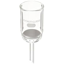 Chemglass CG-1402-11 Glass Buchner Filtering Funnel with Medium Frit, 30mL Capacity, 8mm OD x 75mm Length Stem, 30mm Diameter