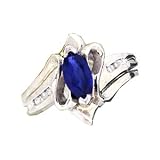 14K White Gold Marquise Sapphire & Diamond Ring