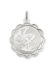 Sterling Silver Stork Disc Charm QC2497"