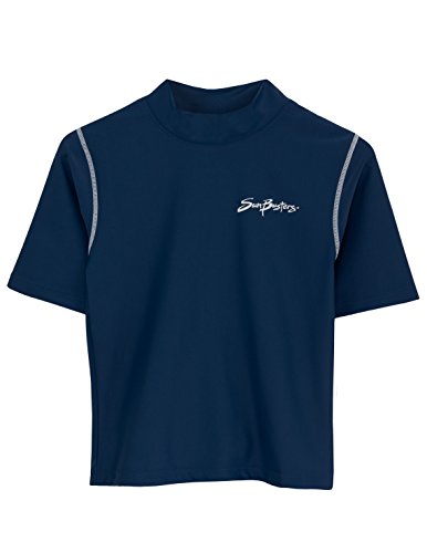 SunBusters Boys UPF 50+ Sun Protective Solid Short Sleeve Rash Guard