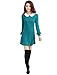 Allegra K Women Peter Pan Dress Bracelet Sleeve Button Down Back Short Dresses, Turquoise, Small