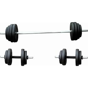 Suny Vinyl Barbell/Dumbbell Set, 100 LB