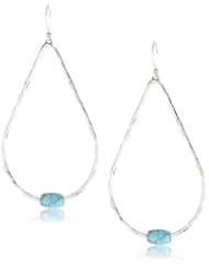 Lucky Brand "Campania Ears" Silver-Tone Turquoise-Color Hammered Hoop Earrings