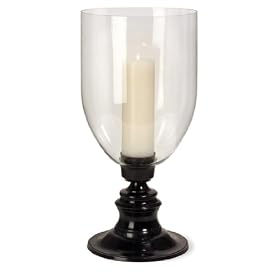 22 Dramatic Black Metal Pillar Candle Holder with Glass Hurricane