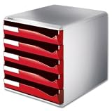 Electronics : Leitz Post Set Filing Unit with 5 Drawers A4 W291xD352xH291mm Red and Grey Ref 5280-25