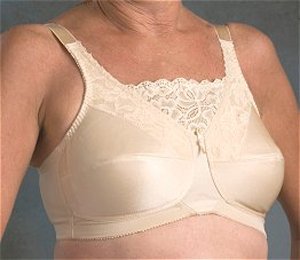 Lace Cami Mastectomy Bra, Model 660, White - Size 38DD