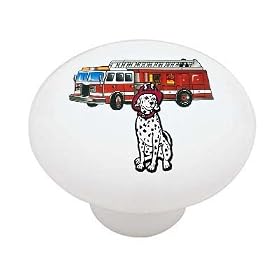 Firedog and Fire Truck Decorative High Gloss Ceramic Drawer Knob
