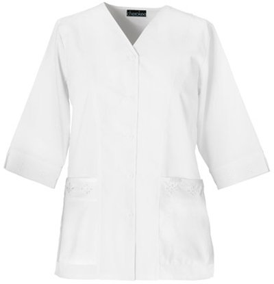 Cherokee 1949 Women's Fashion Whites Three Quarter Sleeve Eyelet Jacket White