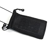 Cosmos Black Fashionable Grid Breathable case bag pouch/ Neck Strap for Cel ....
