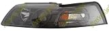 99-04 FORD MUSTANG EURO PROJECTOR HEADLIGHTS - BLACK W/ CLEAR - W/ AMBER REFLECTOR - KS