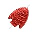 Red Cinnabar Carved Stylized Fish Pendant Bead 25mm (1)