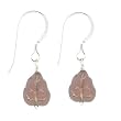 Anna Perrone Magenta Leaf Glass Bead Earrings Finished with .925 Sterling Silver