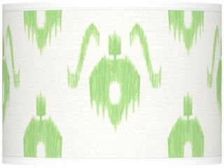 Green Ikat Pattern Giclee Lamp Shade 13.5x13.5x10 (Spider)