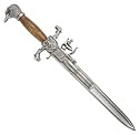 1800s Naval / Pirate Flintlock Pistol / Dagger Combination - Metal Replica Gun with Knife Blade and Detailed Silver Tone Metal Parts