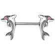 Sterling Silver 925 Pink Gem Dolphin Nipple Bar