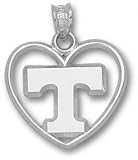 Tennessee Volunteers Solid Sterling Silver ''T'' Heart Pendant
