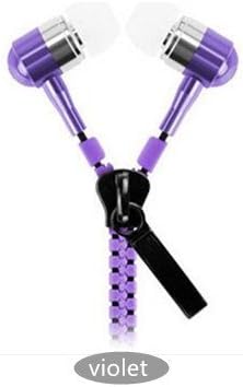 3.5mm Zipper Earbuds with comfort fit - Never Tangle Wired Earphones with mic (violet)