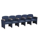 Savoy Five Seater Designer Upholstery Black Vinyl/ Merlot Fabric/Cherry Frame