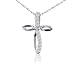 10k White Gold Diamond Cross Pendant (1/8 cttw, K Color, I2-I3 Clarity), 18