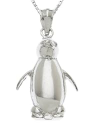 Solid 0.925 Sterling Silver Penguin Charm Pendant Necklace