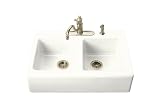 KOHLER K-6534-4-0 Hawthorne Apron-Front, Tile-In Kitchen Sink, White
