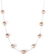 Natural Pink Freshwater Cultured Pearl w/ Sterling Silver Chain, 17"