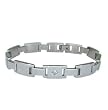 Stainless Steel Polished Bracelet with Cubic Zirconia - 8'' long