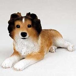 SHETLAND SHEEPDOG Sheltie Dog PUPPY Sable sits Resin Figurine PDF20A