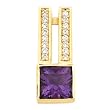 14K Yellow Gold Amethyst and Diamond Pendant
