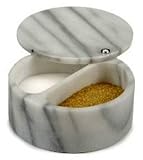 RSVP White Marble Swivel Top Salt Box