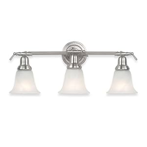 Royce Lighting RV700 3-12 Prescott Three-Light Vanity Brushed Steel with Alabaster Globes by Royce Lighting