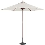 TropiShade 9-Foot Light Teak Finish Poly Market Umbrella, Natural Color