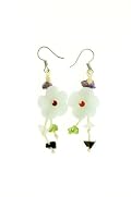 A Pair of Beautiful Cherry Blossom Jade Earring Is Beyond Quantifying - The Cherry Blossom Flower Is Set in Between Vibrant Color Gemstones to Bring Out This Gorgeous Look for You