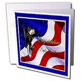 Beverly Turner Eagle Scout Design - Congratulations Eagle Scout Bald Eagle with American Flag - Greeting Cards-12 Greeting Cards with envelopes