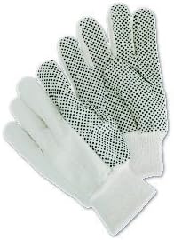 Workforce Industrial Men's Plastic Dots Cotton Canvas Glove, 8 Ounces, Knit Wrist - 12 Per Package