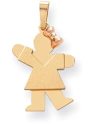 14k Two-Tone Small Girl on Right Engravable Charm Cyber Monday Special