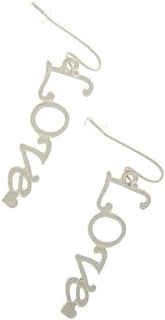 TRENDY FASHION JEWELRY LOVE LETTER DROP EARRINGS BY FASHION DESTINATION | (Matted Silver)