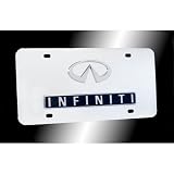 Infiniti Chrome Logo and Name on Polished Steel License Plate