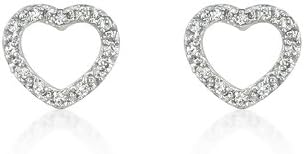GT Design Pronged Heart CZ Stud Earrings