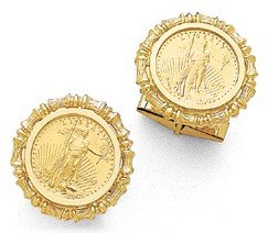 14K Gold Cuff Links with Authentic American Eagle Gold Coins