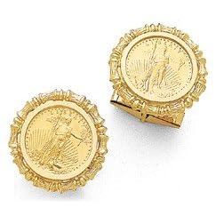 14K Gold Cuff Links with Authentic American Eagle Gold Coins by 