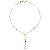 14K Gold Chalcedony Sapphire Carousel Necklace