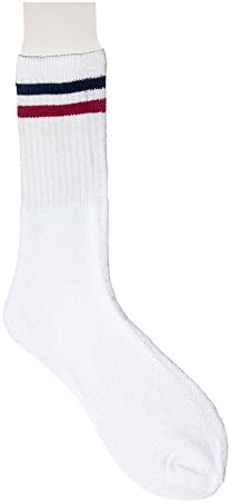 Alami 20 Pack Mens White Sports Socks With Stripes, Size: 6.5-11.5